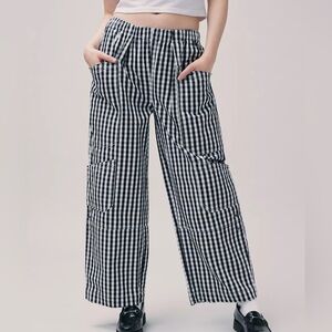 UO BDG Charlie Gingham Wide-Leg Pant Black/White XS